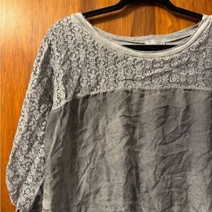 Chic Gray Lace Women's Blouse